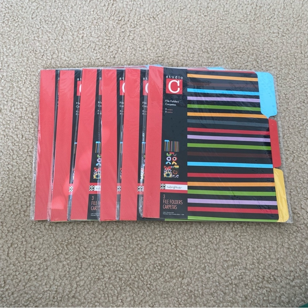 Studio C Striped + Floral File Folders - 6 packs of 3 each NWT